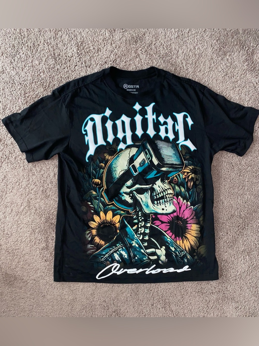 Men’s Black G-Star 'Digital Overload' Skull Tee